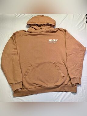 Hidden NY Hoodie Sweatshirt Mens Past Present & Future Tan Beige Brown - XL